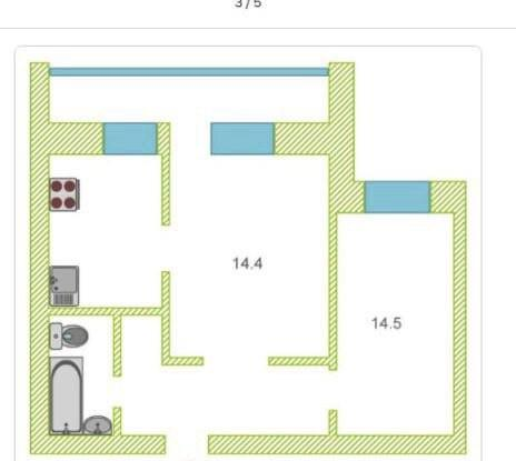 2-комнатная 47.1 м2 в ЖК undefined корпус null этаж 8