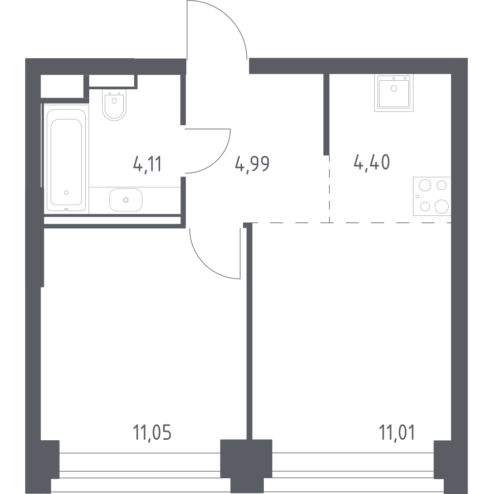 Студия 35 м2 в ЖК НОВА корпус null этаж 15