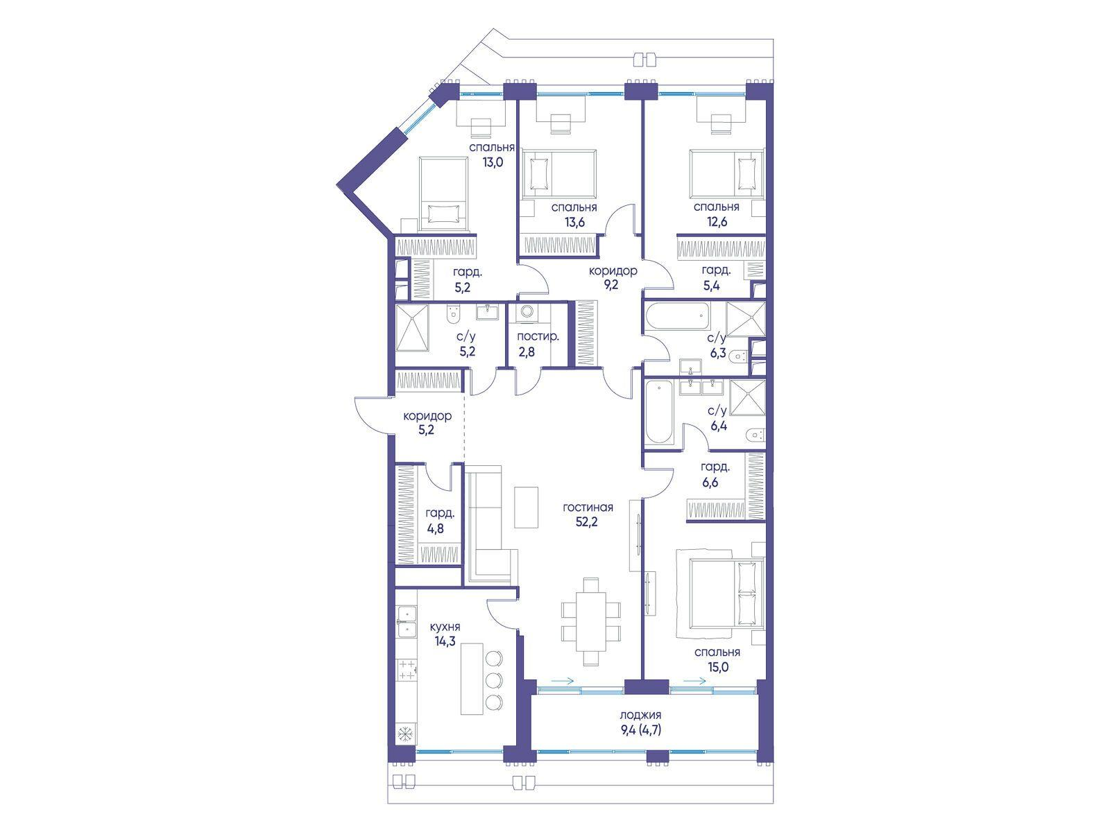 1-комнатная 167 м2 в ЖК Остров корпус null этаж 15