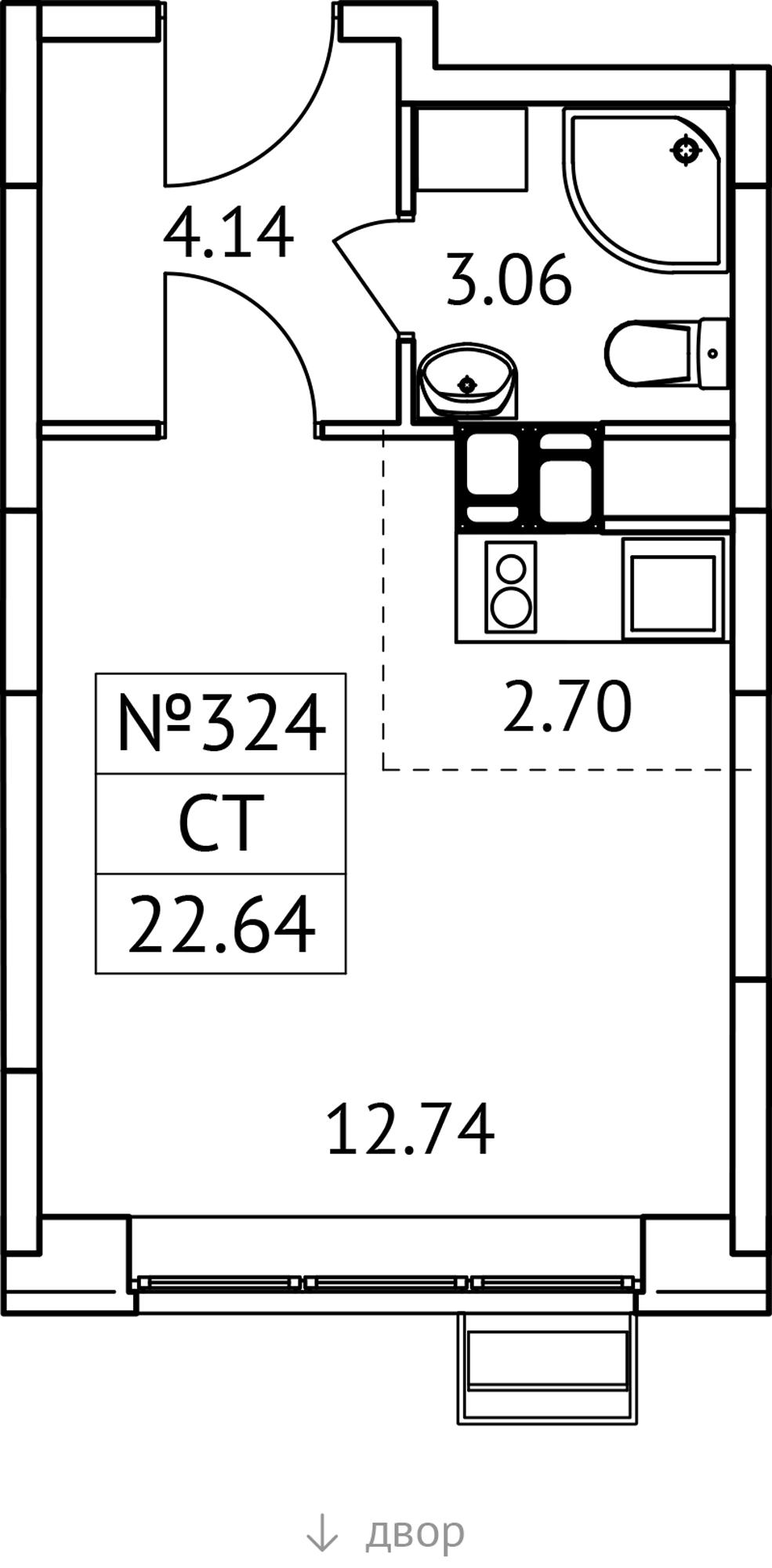 Студия 22 м2 в ЖК Новотомилино корпус null этаж 9