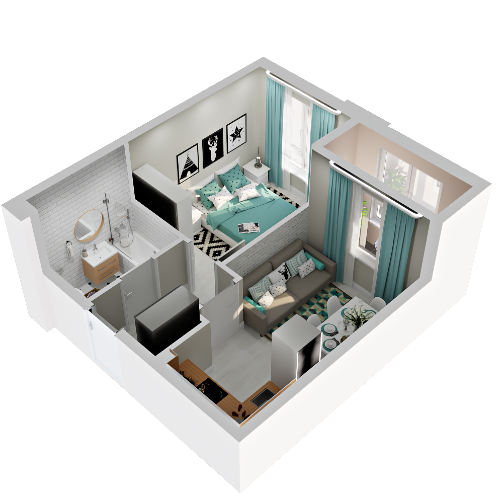 1-комнатная 35 м2 в ЖК Зеленая территория корпус null этаж 9