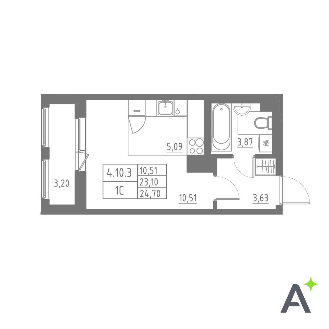 Студия 24 м2 в ЖК Аквилон SOLAR корпус null этаж 10