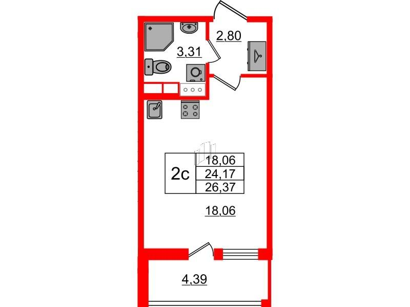 Студия 24 м2 в ЖК Бионика Заповедная корпус null этаж 12
