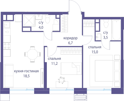 Студия 28 м2 в ЖК Остров корпус null этаж 2