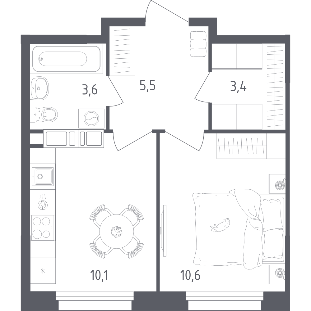1-комнатная 33 м2 в ЖК Ольховый Квартал корпус null этаж 11