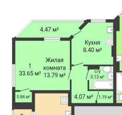 1-комнатная 33 м2 в ЖК undefined корпус null этаж 11