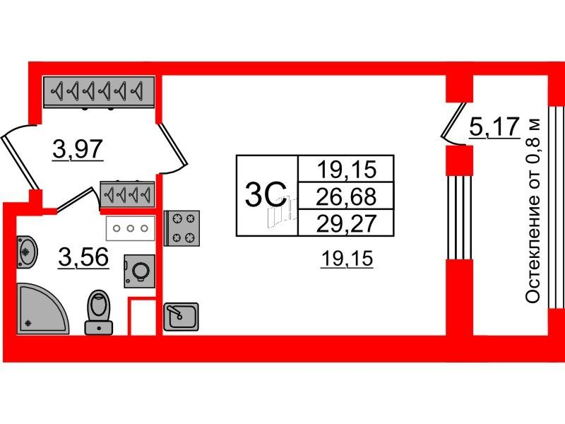Студия 26 м2 в ЖК Astra Marine корпус null этаж 8