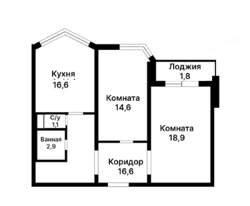 2-комнатная 59 м2 в ЖК undefined корпус null этаж 8