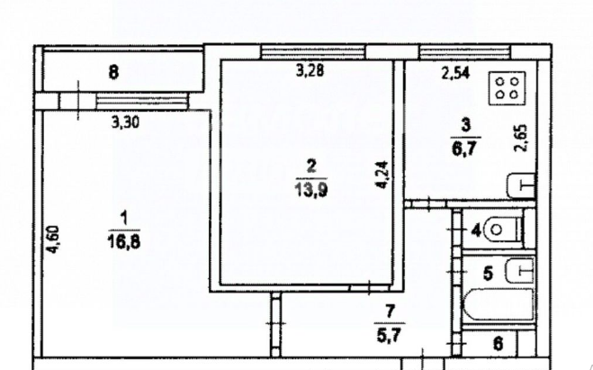 2-комнатная 46.4 м2 в ЖК undefined корпус null этаж 1