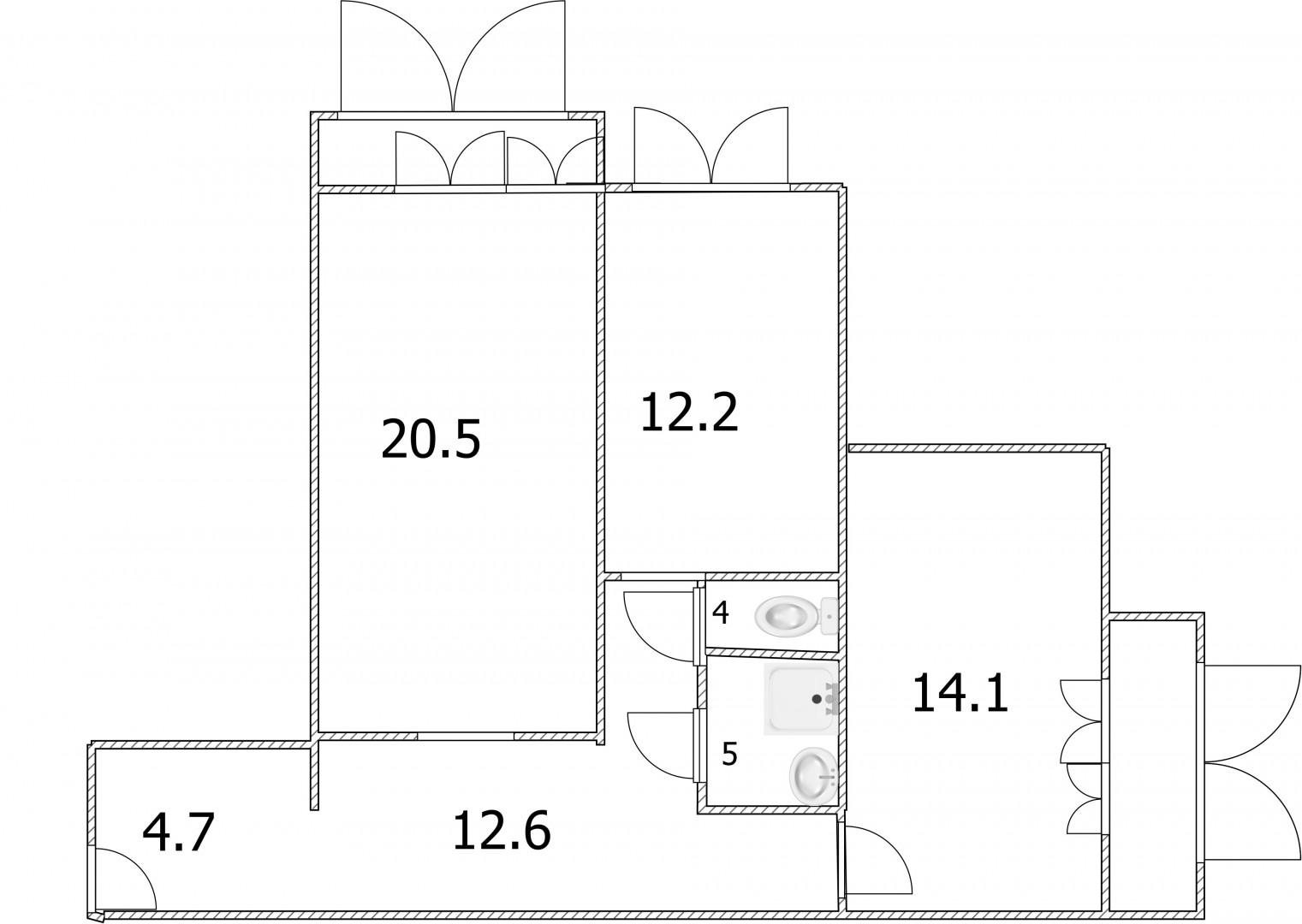 2-комнатная 69.8 м2 в ЖК undefined корпус null этаж 4