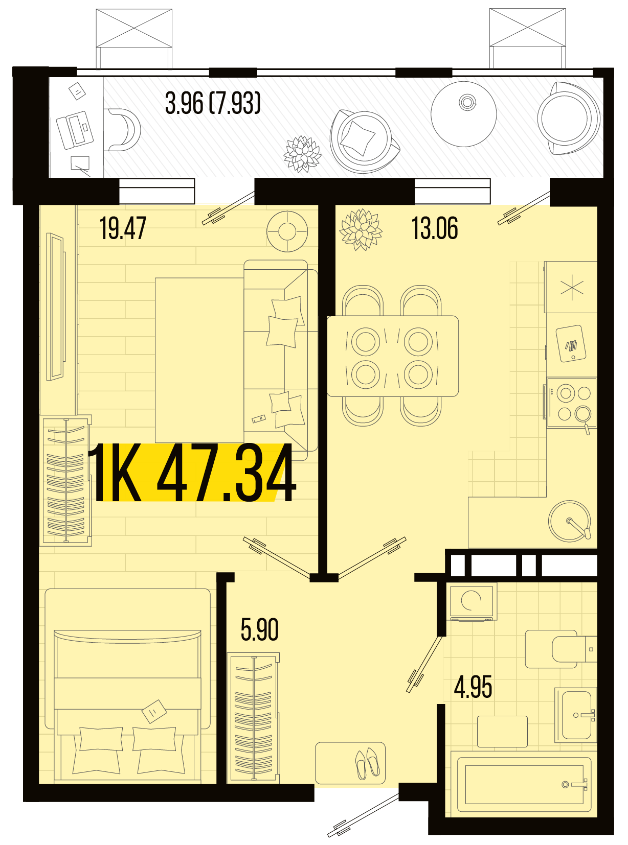 1-комнатная 47 м2 в ЖК Цветной бульвар корпус null этаж 3