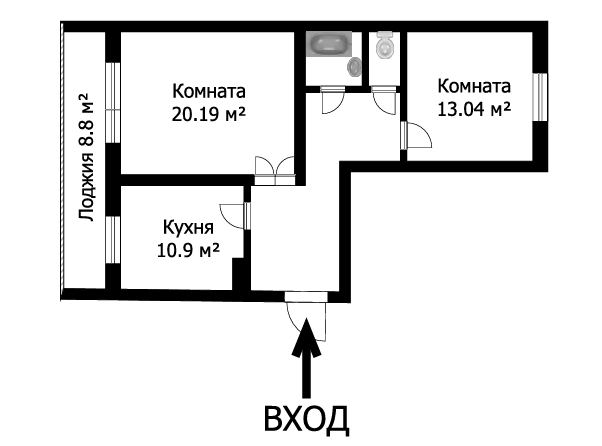 2-комнатная 59.3 м2 в ЖК undefined корпус null этаж 11