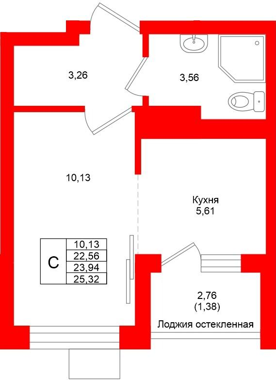 Студия 23 м2 в ЖК Лэйк Сити-4 корпус null этаж 2