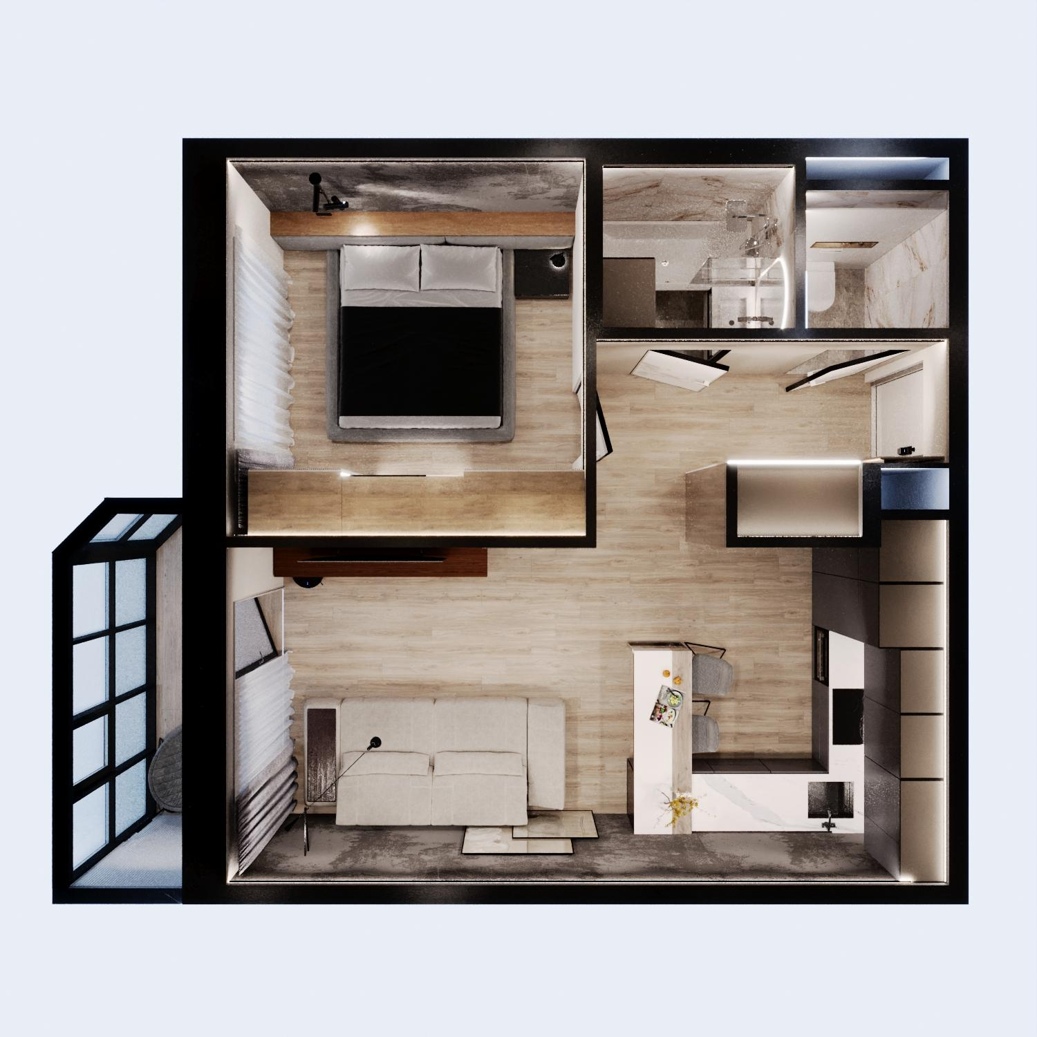 2-комнатная 43 м2 в ЖК Южный Парк корпус null этаж 18