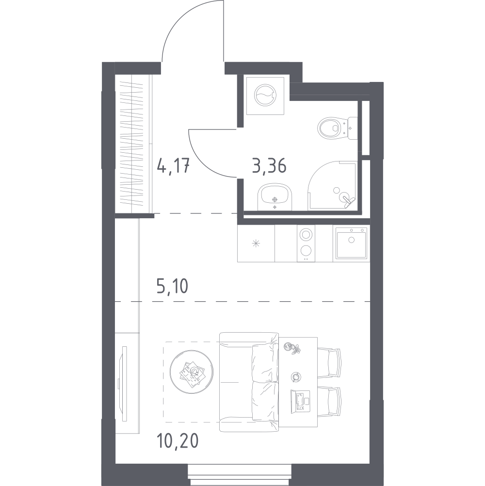 Студия 22 м2 в ЖК Мытищи Парк корпус null этаж 3