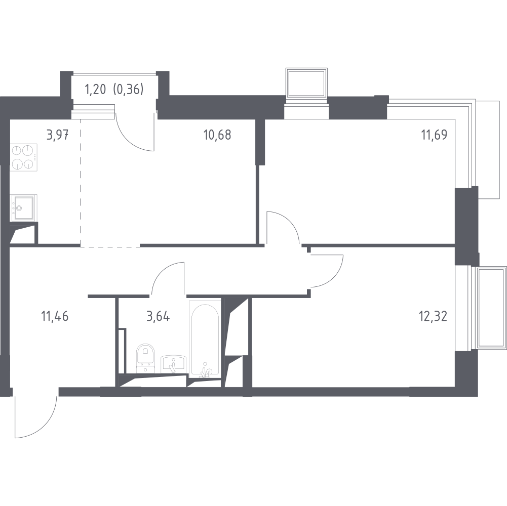 Студия 54 м2 в ЖК Долина Яузы корпус null этаж 15