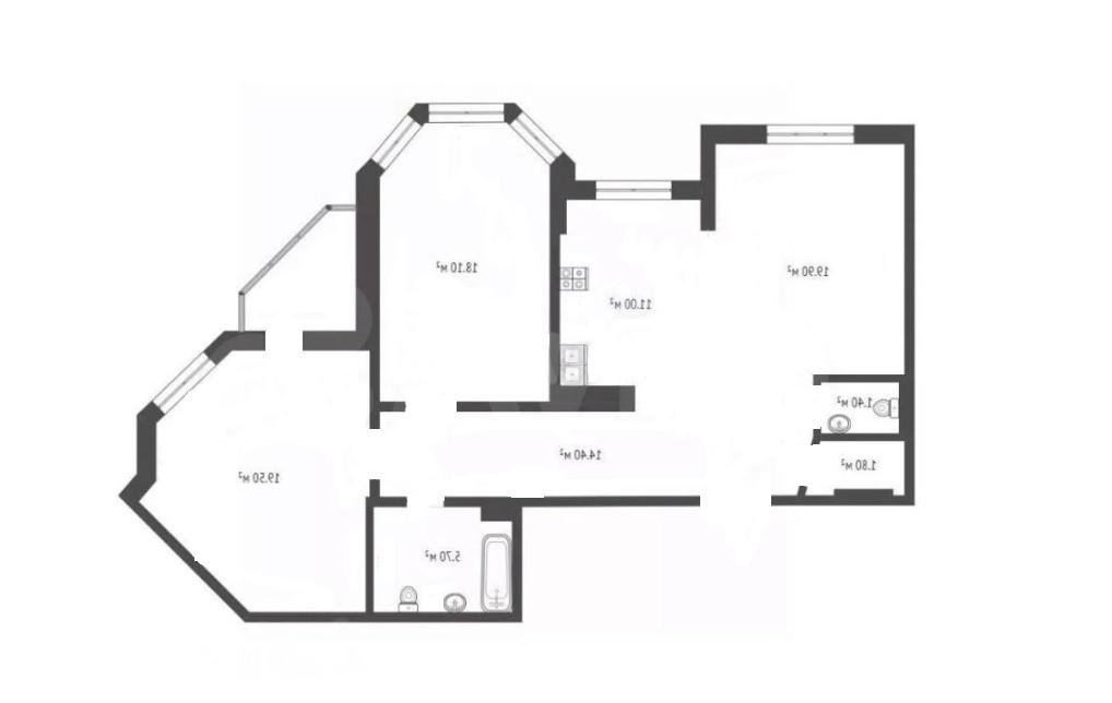 3-комнатная 91.5 м2 в ЖК undefined корпус null этаж 5
