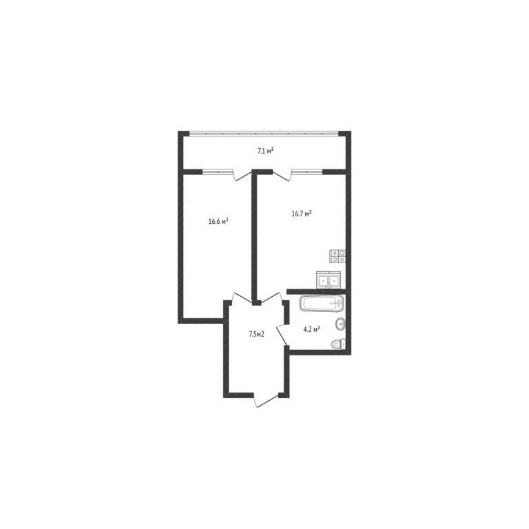 1-комнатная 52.2 м2 в ЖК undefined корпус null этаж 3