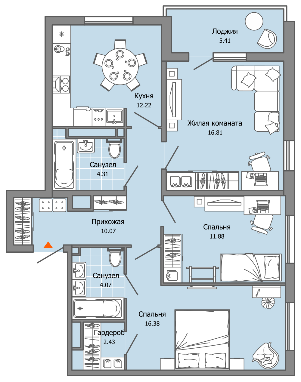 3-комнатная 81 м2 в ЖК ULTRAGRAD корпус null этаж 11