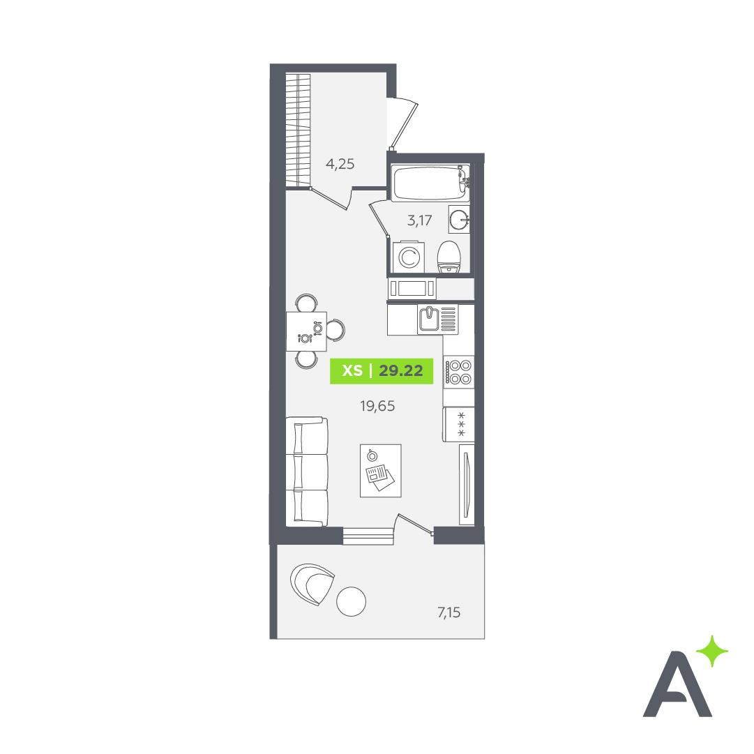 Студия 29 м2 в ЖК Аквилон STORIES корпус null этаж 3