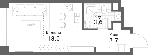 Студия 25 м2 в ЖК Нагатино Ай-Лэнд корпус null этаж 23