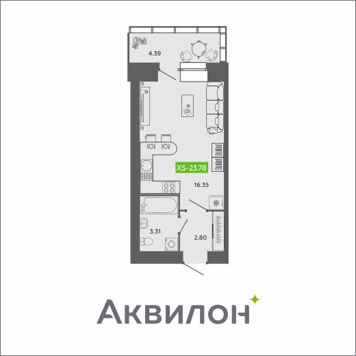 Студия 23 м2 в ЖК RIVER PARK-2 корпус null этаж 11