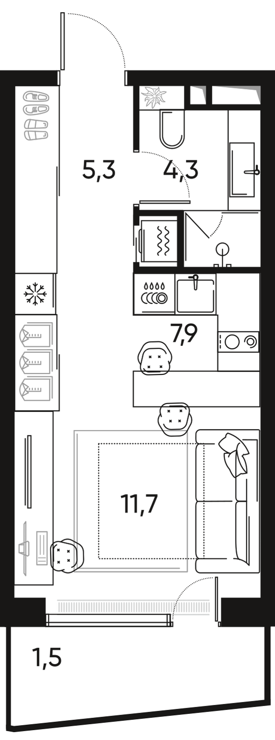 1-комнатная 31 м2 в ЖК Pride корпус null этаж 15