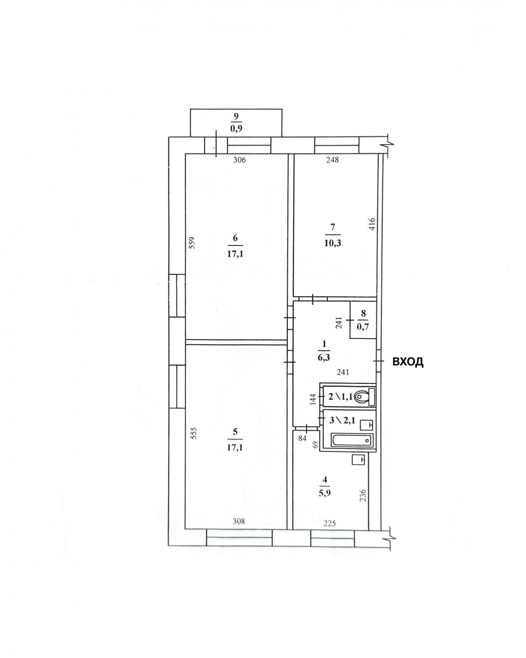 3-комнатная 60.6 м2 в ЖК undefined корпус null этаж 5