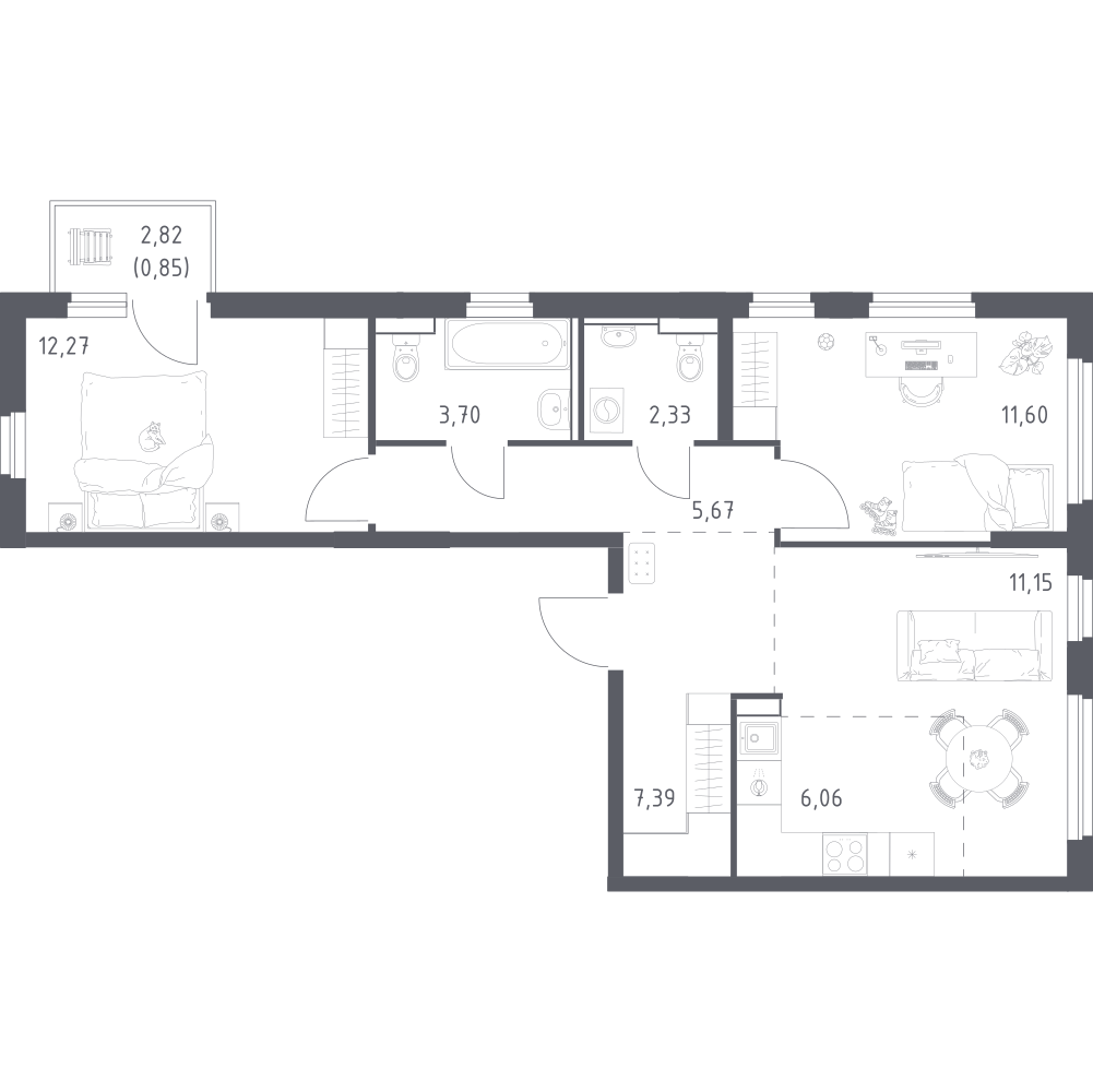 Студия 61 м2 в ЖК Донские Легенды корпус null этаж 7