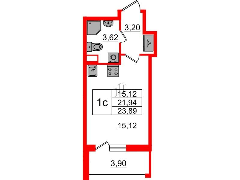 Студия 21 м2 в ЖК Бионика Заповедная корпус null этаж 1