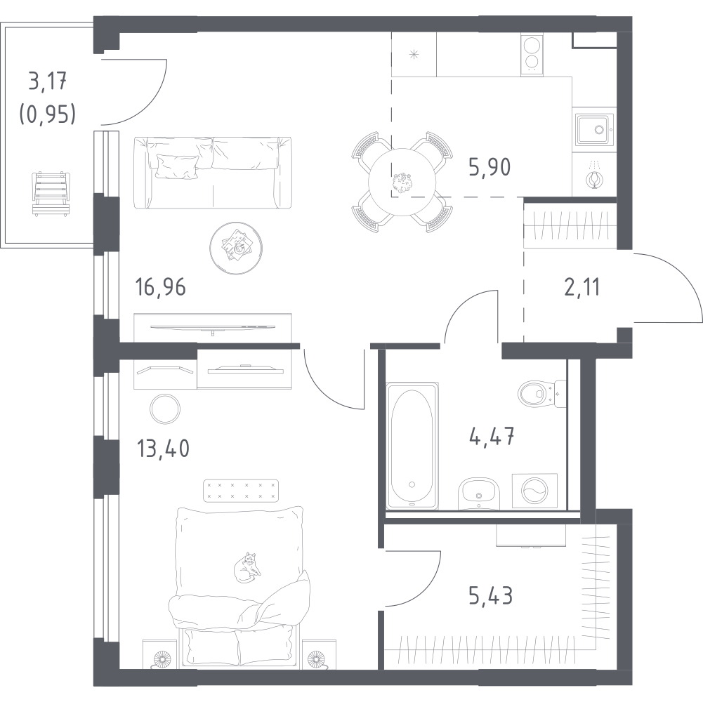 Студия 49 м2 в ЖК Донские Легенды корпус null этаж 6