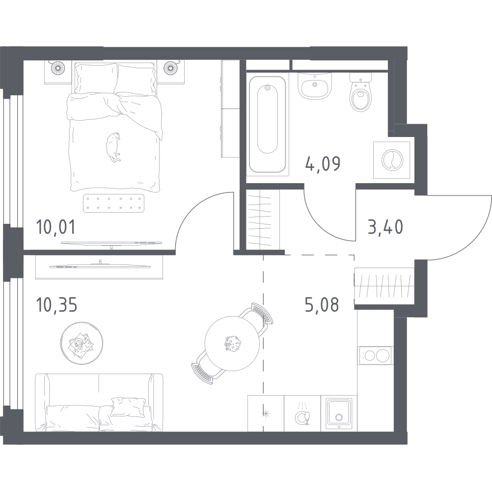 Студия 32 м2 в ЖК Космический Квартал корпус null этаж 13