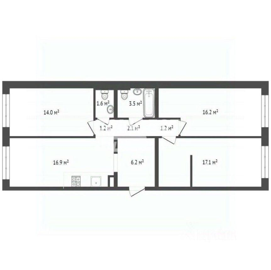 3-комнатная 79.9 м2 в ЖК undefined корпус null этаж 22