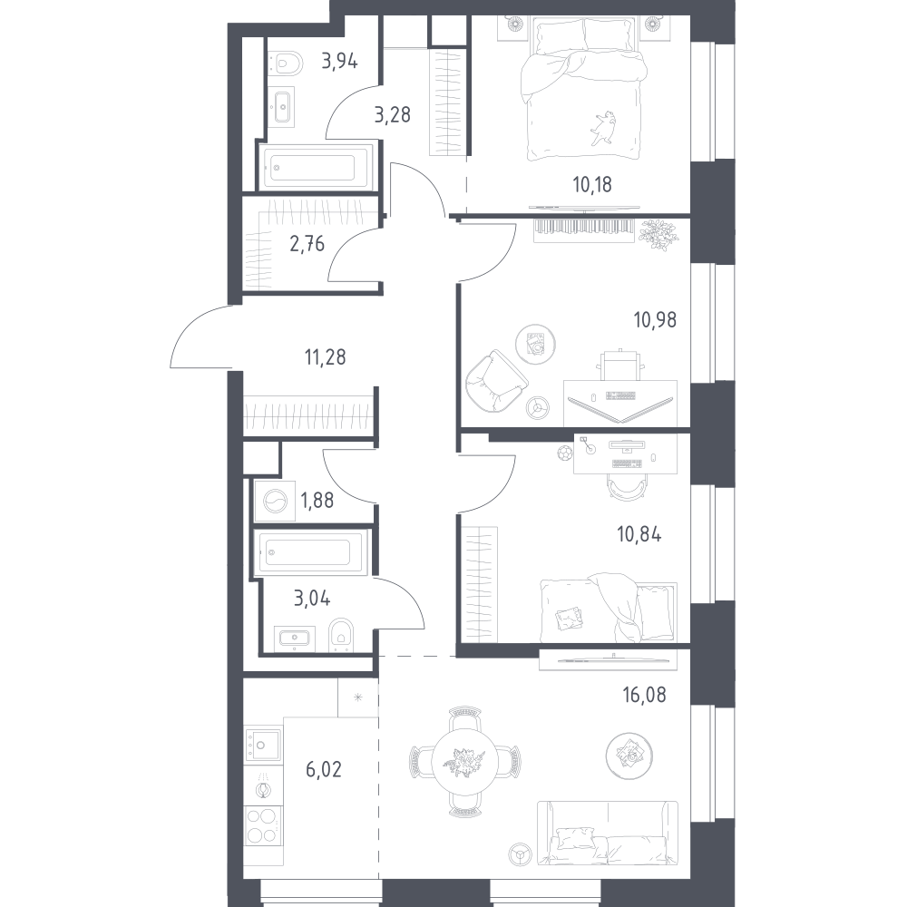 Студия 80 м2 в ЖК Верейская 41 корпус null этаж 9