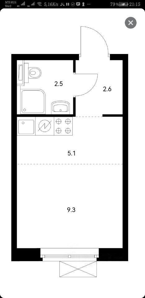 Студия 19.5 м2 в ЖК undefined корпус null этаж 6