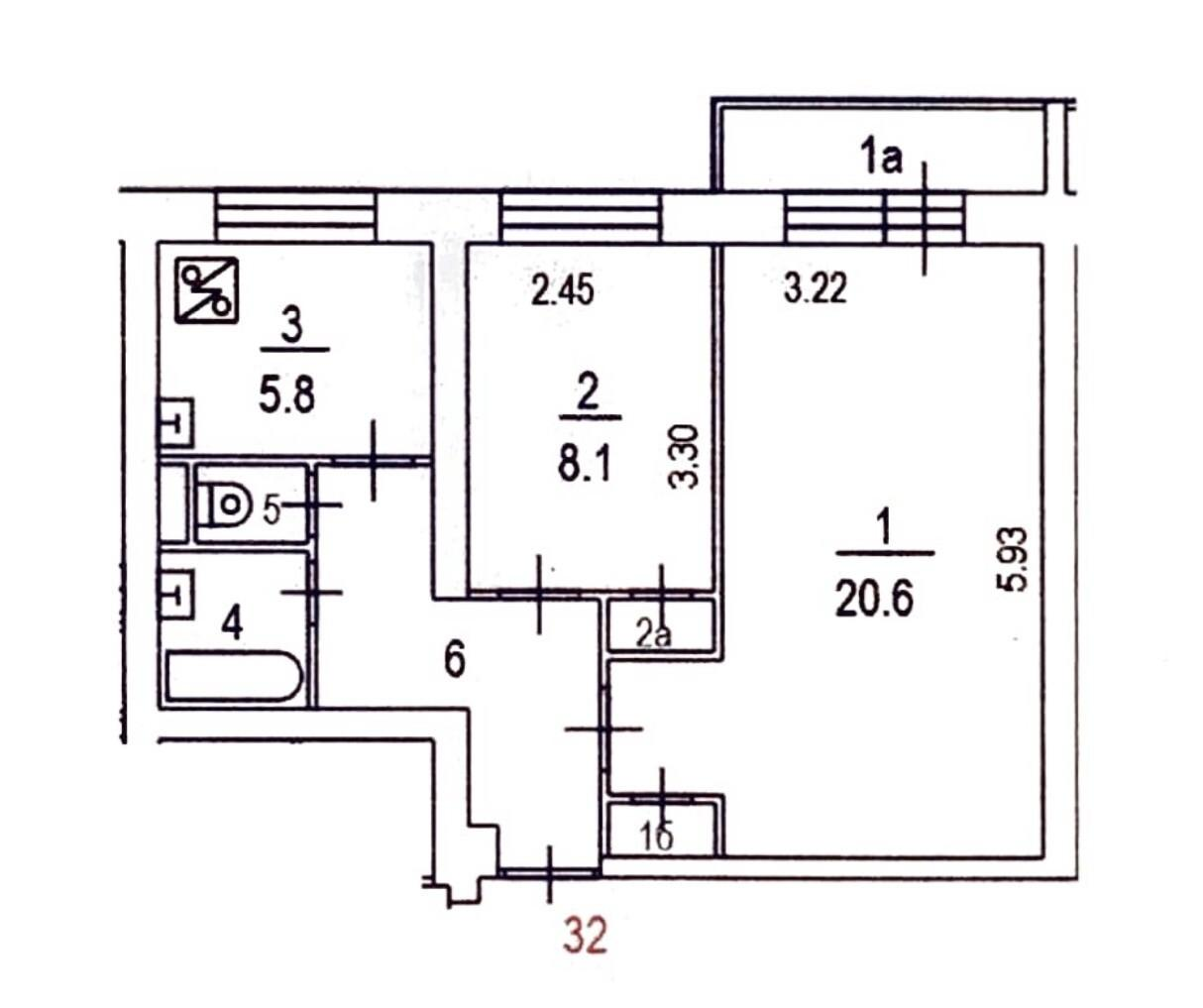 2-комнатная 45.4 м2 в ЖК undefined корпус null этаж 5