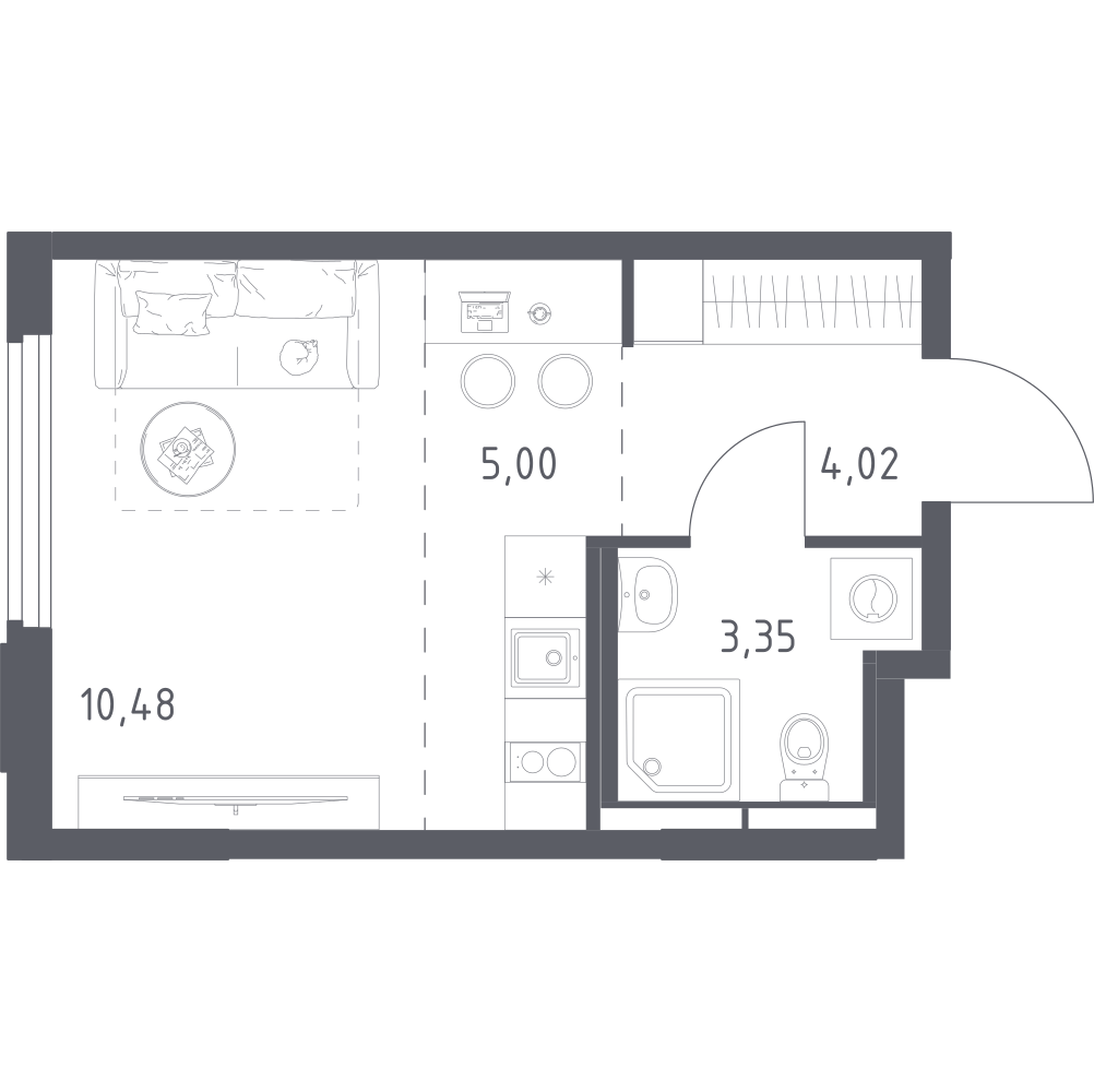 Студия 22 м2 в ЖК Космический Квартал корпус null этаж 11