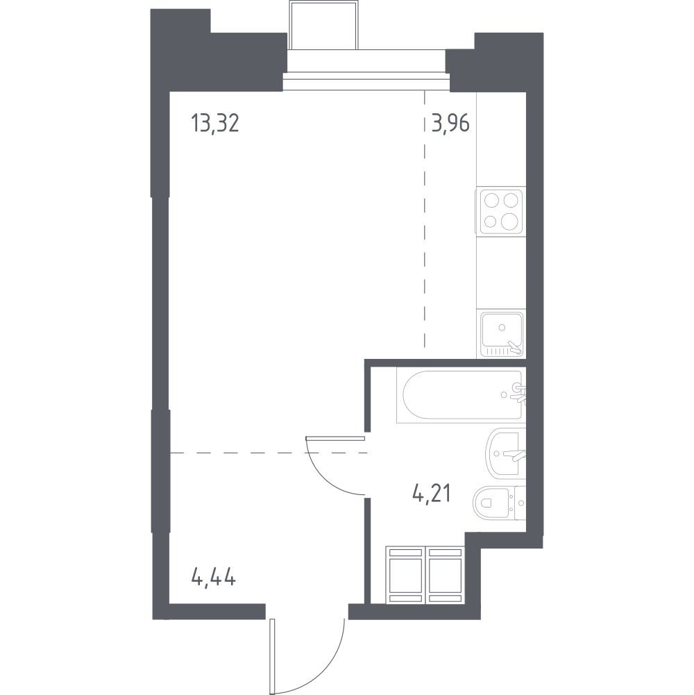 Студия 25 м2 в ЖК Тропарево Парк корпус null этаж 15