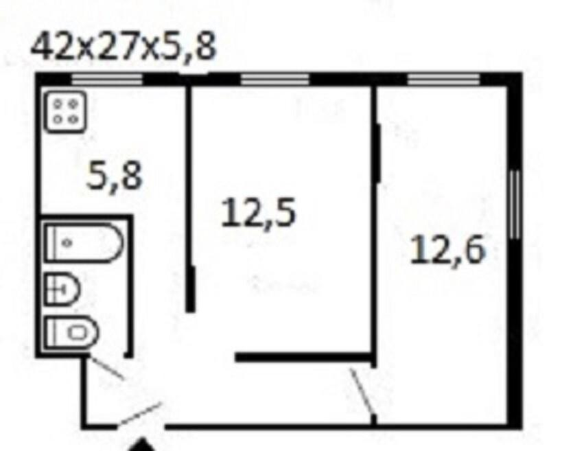 2-комнатная 41.4 м2 в ЖК undefined корпус null этаж 2