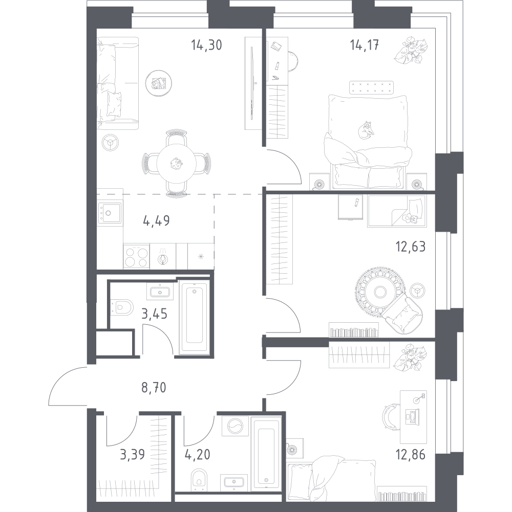 Студия 78 м2 в ЖК Верейская 41 корпус null этаж 13