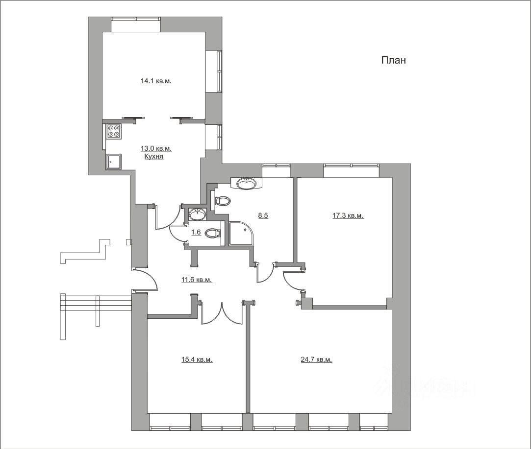 4-комнатная 106.2 м2 в ЖК undefined корпус null этаж 2