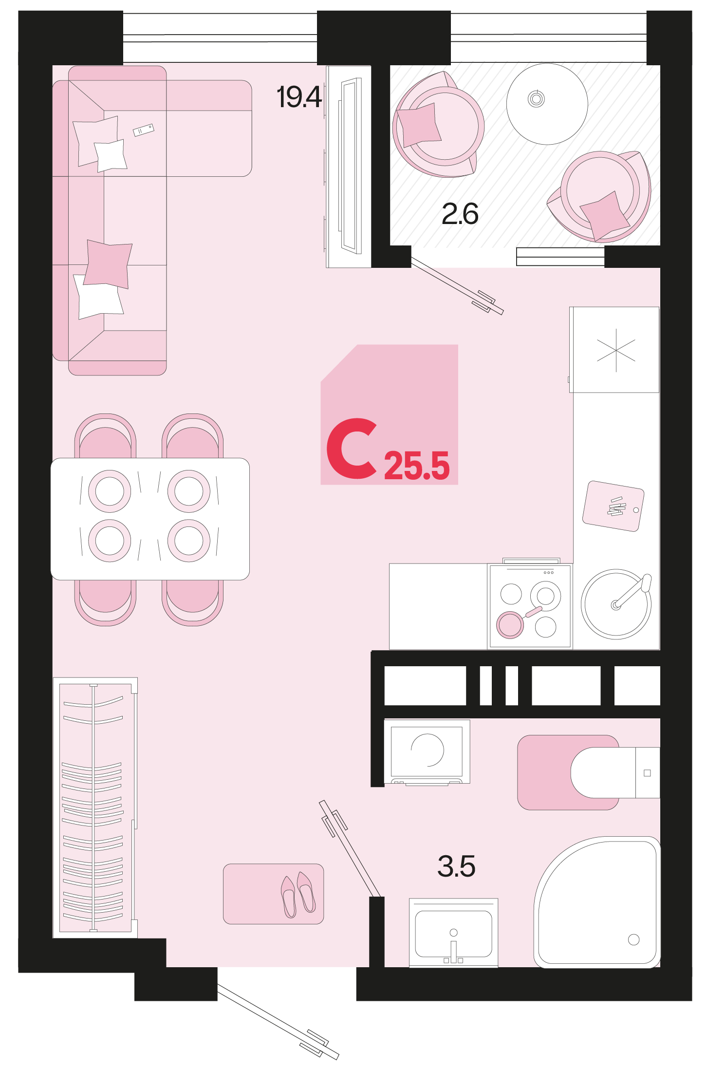 Студия 25 м2 в ЖК Первое место корпус null этаж 10