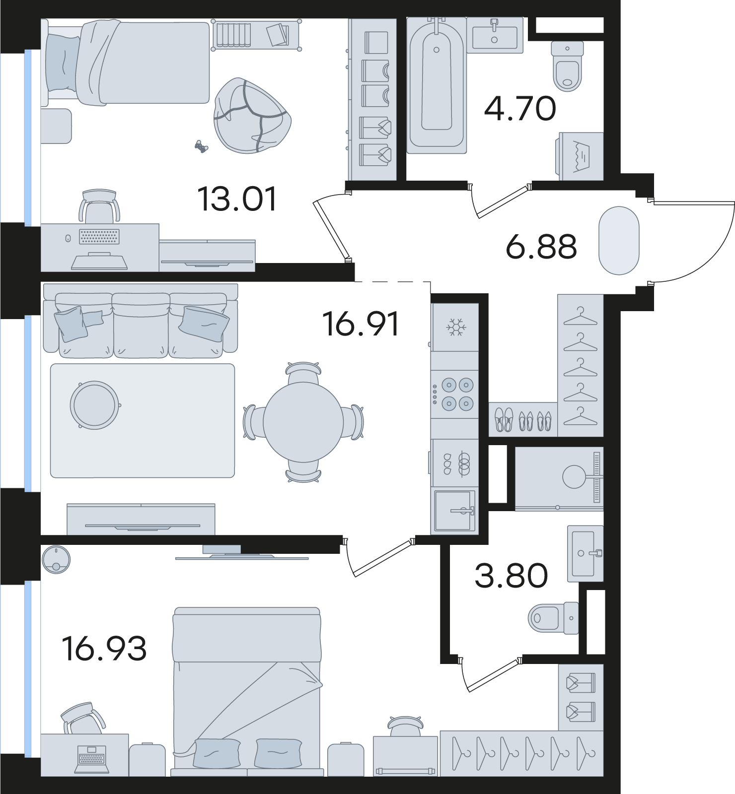 2-комнатная 62 м2 в ЖК Статус на Гребном канале корпус null этаж 11