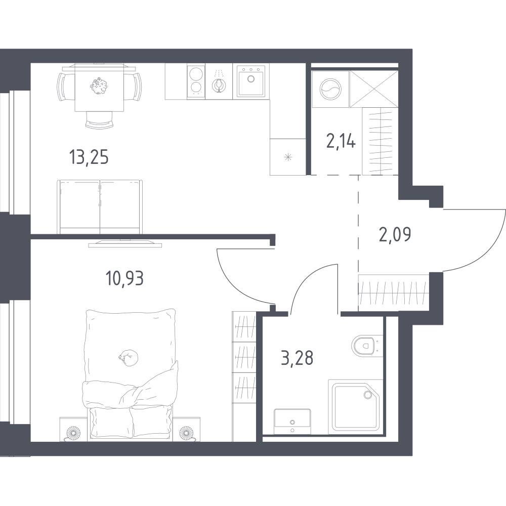1-комнатная 31 м2 в ЖК Литературный Квартал корпус null этаж 4
