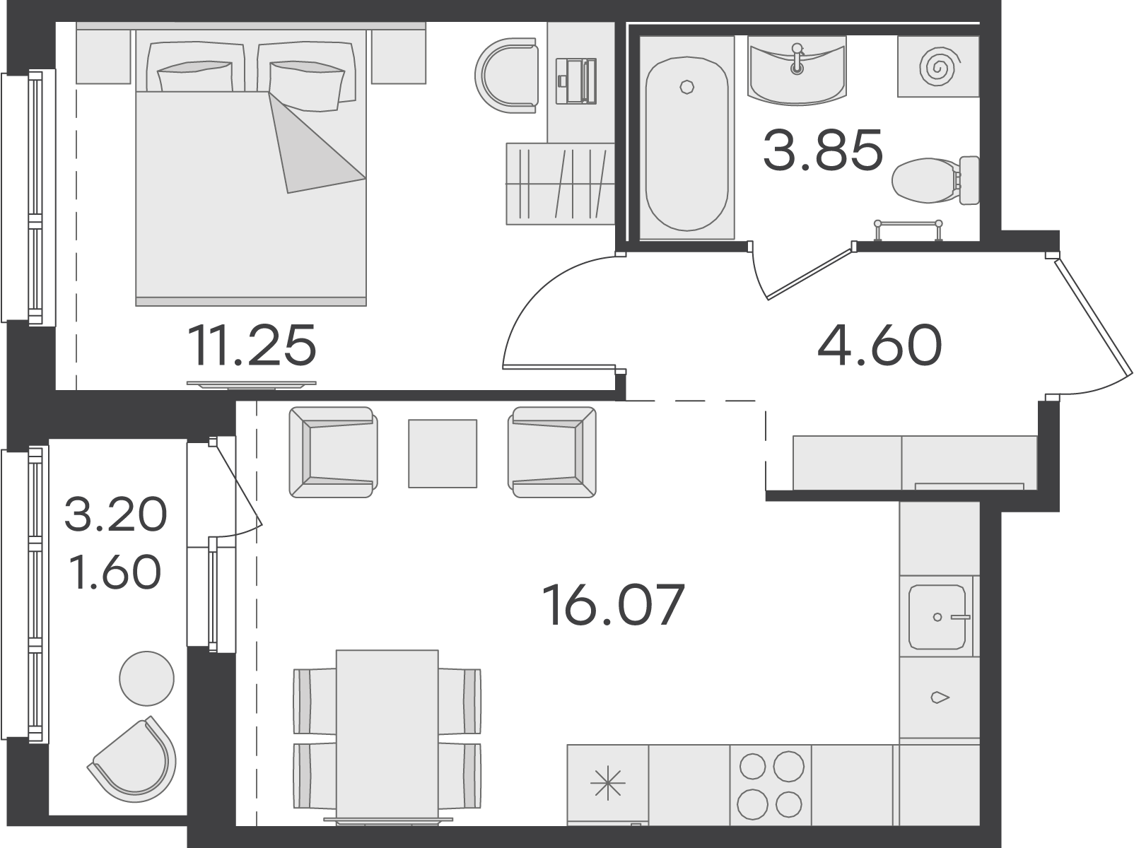 1-комнатная 37 м2 в ЖК Парголово корпус null этаж 14