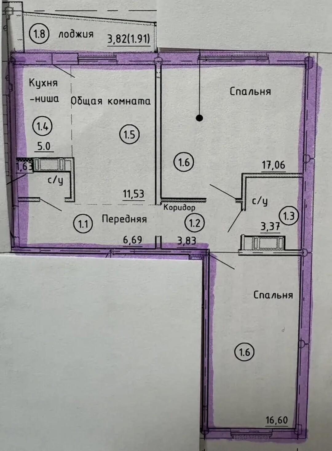 2-комнатная 64.9 м2 в ЖК undefined корпус null этаж 7