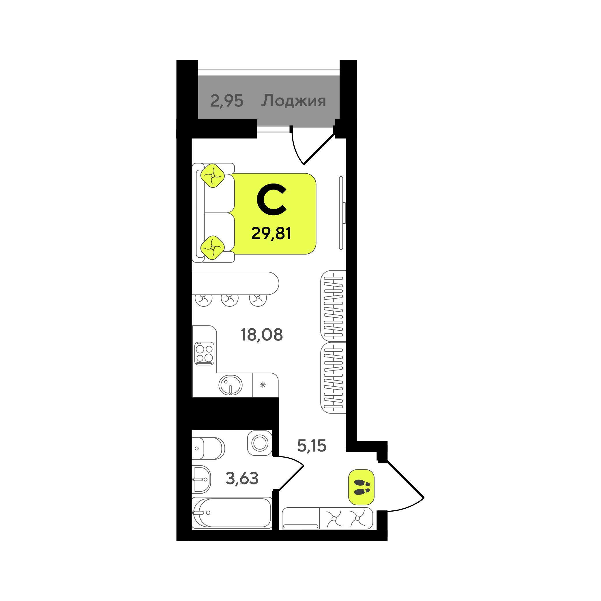 Студия 29 м2 в ЖК Окинава корпус null этаж 10