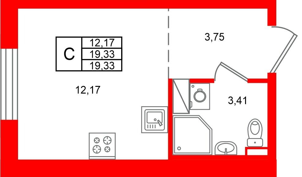 Студия 19 м2 в ЖК Аннино Сити корпус null этаж 2