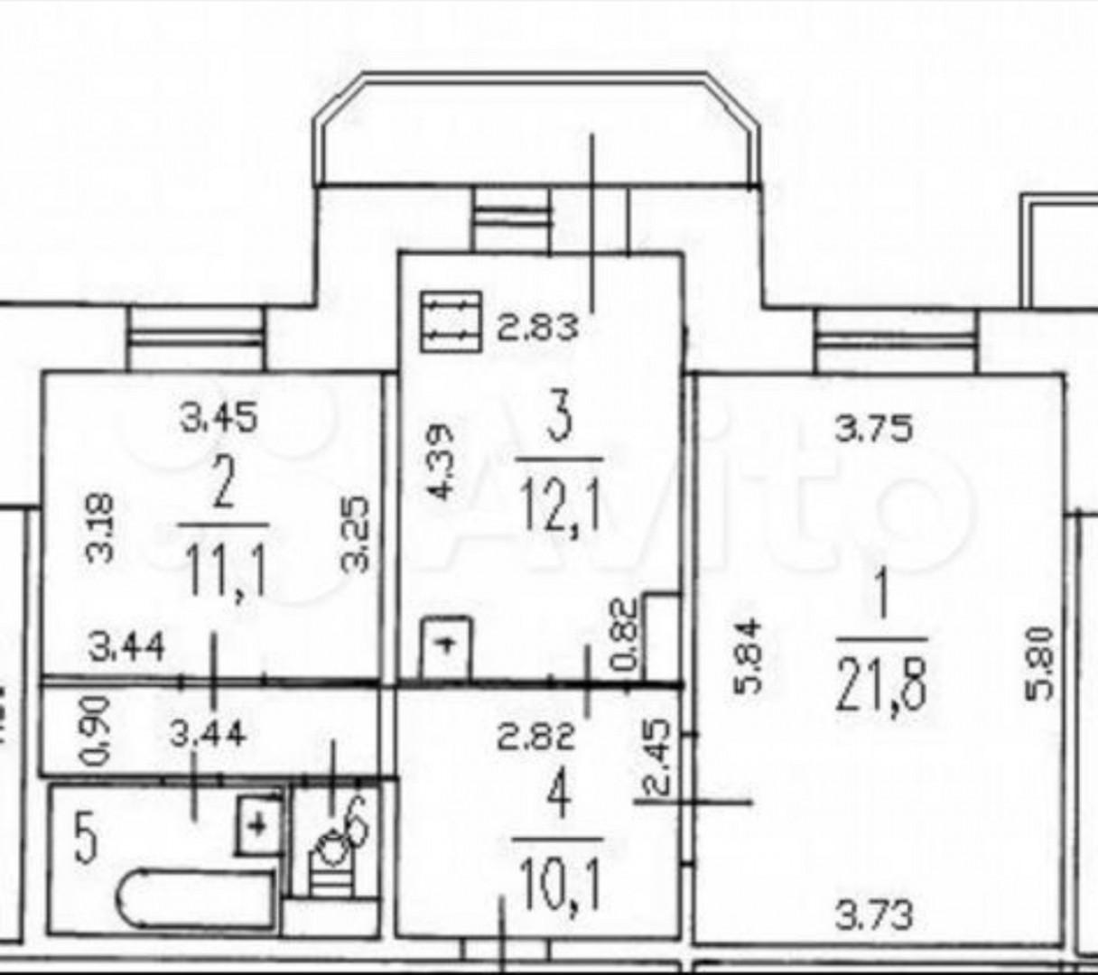 2-комнатная 59.6 м2 в ЖК undefined корпус null этаж 11