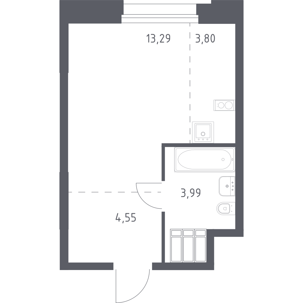 Студия 25 м2 в ЖК Тропарево Парк корпус null этаж 18